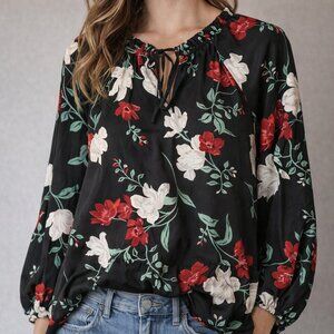 Old Navy Multicolor Floral Long Sleeve Babydoll Blouse womens Small